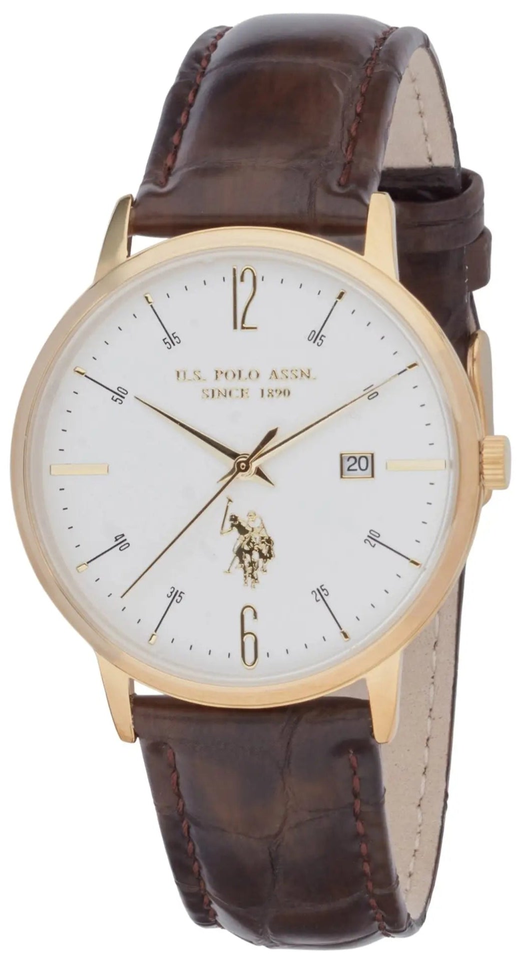 U.S. POLO USP7279YG Dorian Brown Leather Strap