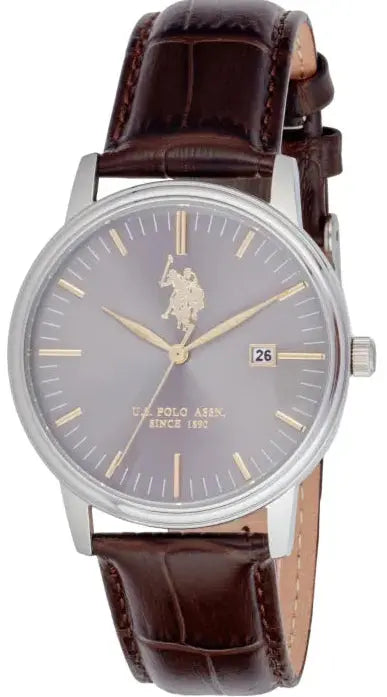 U.S. POLO USP7337GY Miles Brown Leather Strap