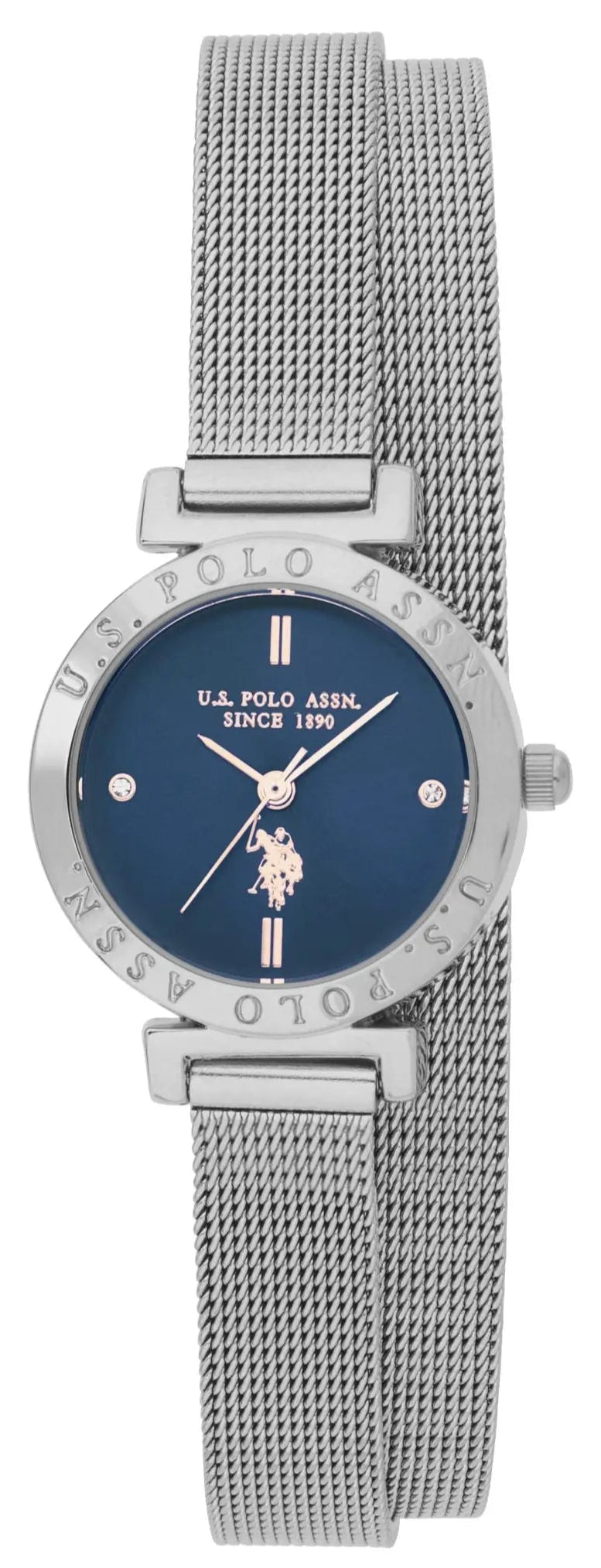 US POLO USP8107ST Camille Silver Metallic Mesh Bracelet