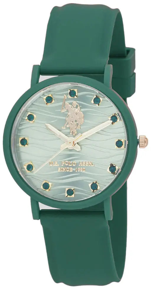 U.S. POLO USP8268GR Lucy Crystal Green Silicon Strap