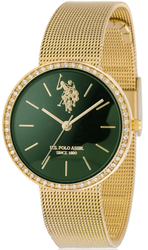 US POLO USP8110YG Camille Gold Metallic Mesh Bracelet