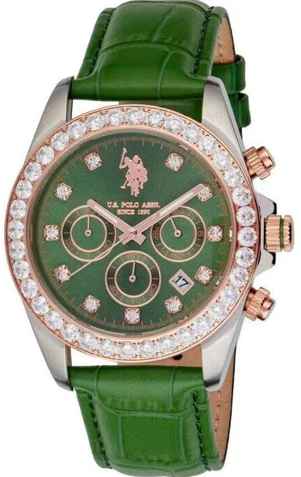 U.S. POLO USP8445GR Mirage Green Leather Strap