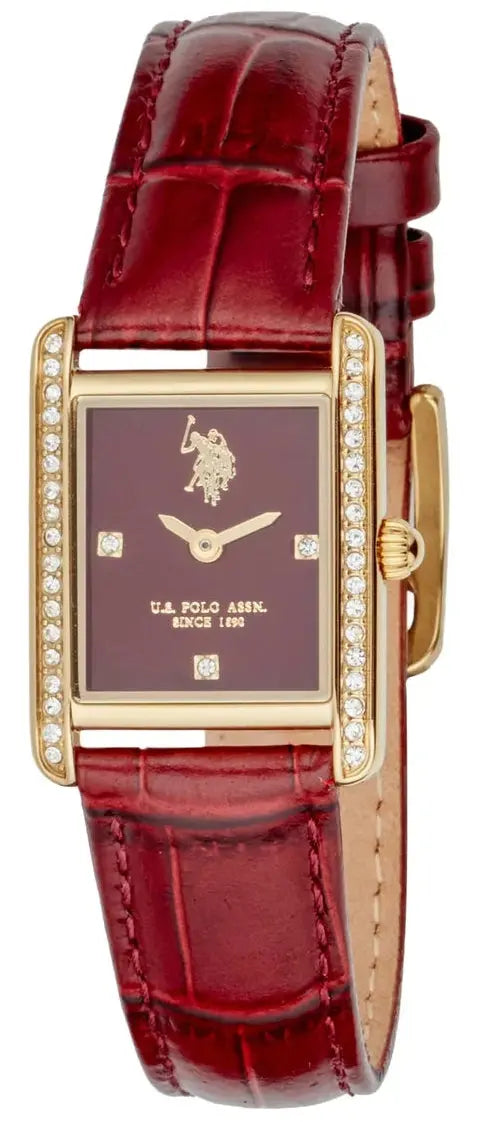 U.S. POLO USP8458BU Kate Red Leather Strap