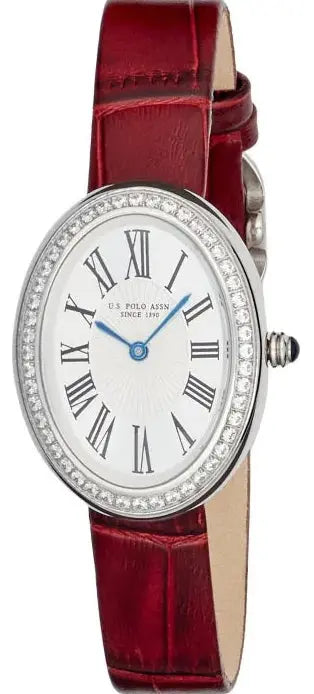 U.S. POLO USP8504BU Ophelia Red Leather Strap