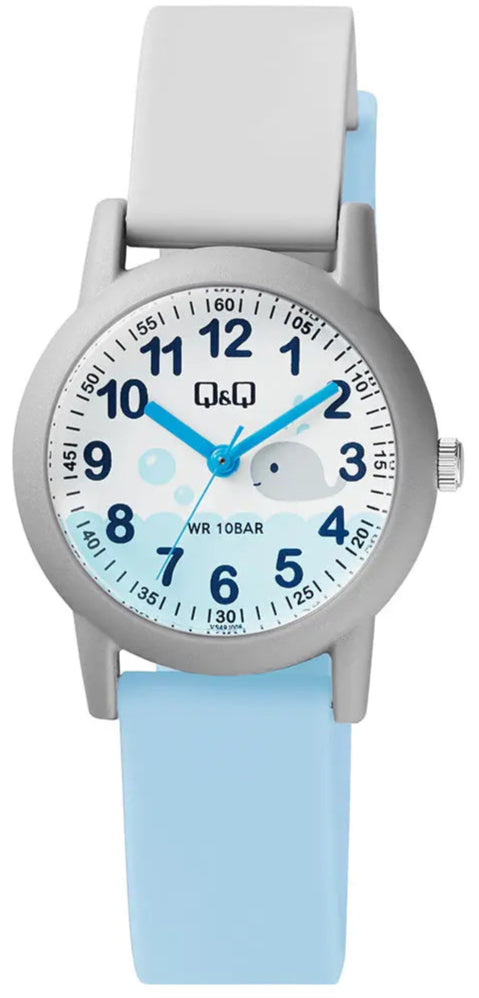 Q&Q VS49J006Y Kids Light Blue-Grey Rubber Strap