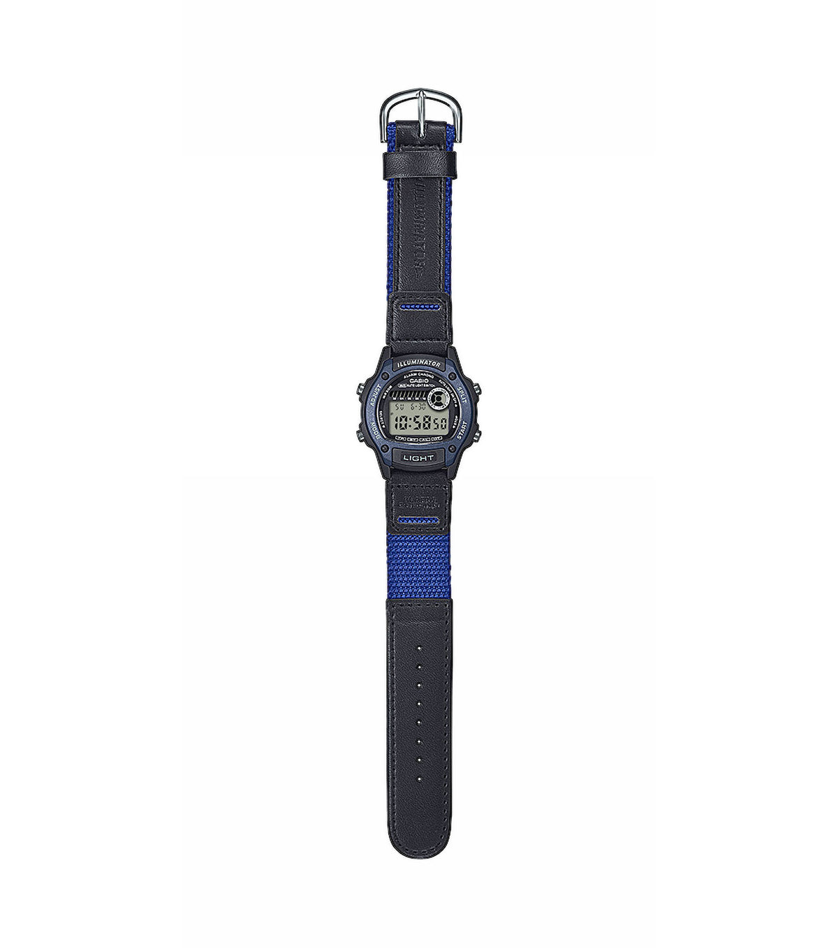 Casio W-220HF-2AVEF Blue Leather-Fabric Strap