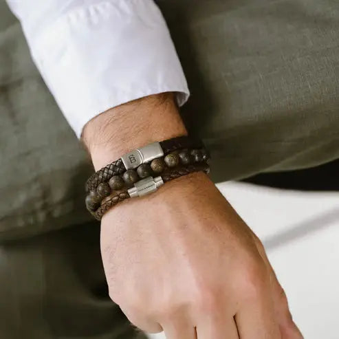 Steel & Barnett LBR/004-M Ανδρικό Βραχιόλι Riley Edition Από Ατσάλι και Δέρμα