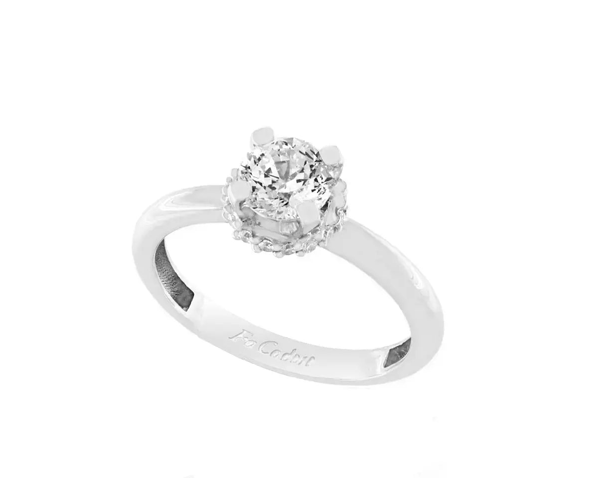 FaCad'oro RI-830-14 Μονόπετρο από Λευκόχρυσο 14ct με Ζιργκόν
