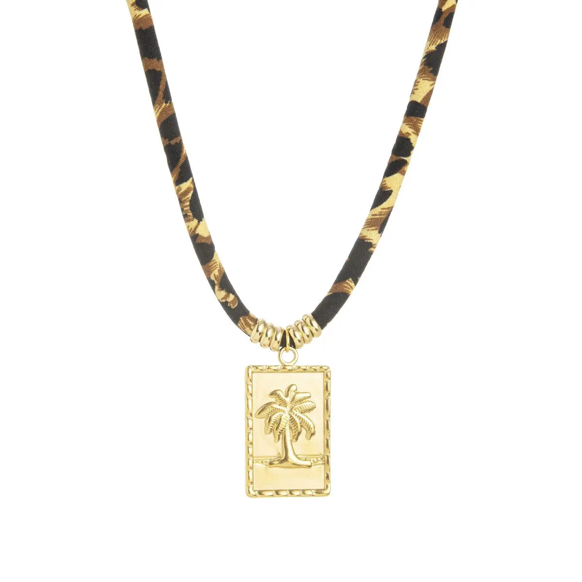 OOZOO Jewellery SN-2060 Κολιέ Palm με Κορδόνι από Επιχρυσωμένο Ατσάλι