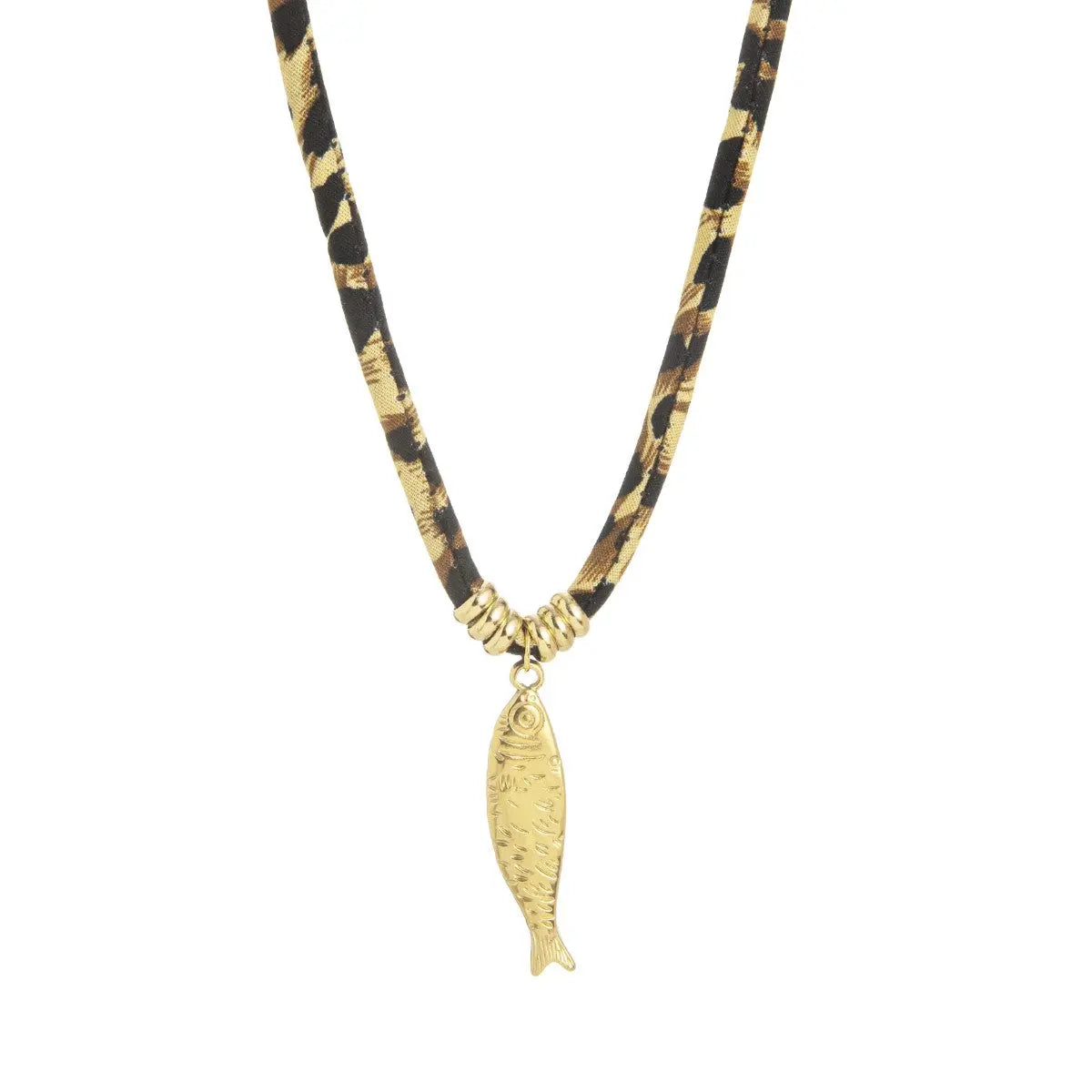OOZOO Jewellery SN-2061 Κολιέ Fish με Κορδόνι από Επιχρυσωμένο Ατσάλι
