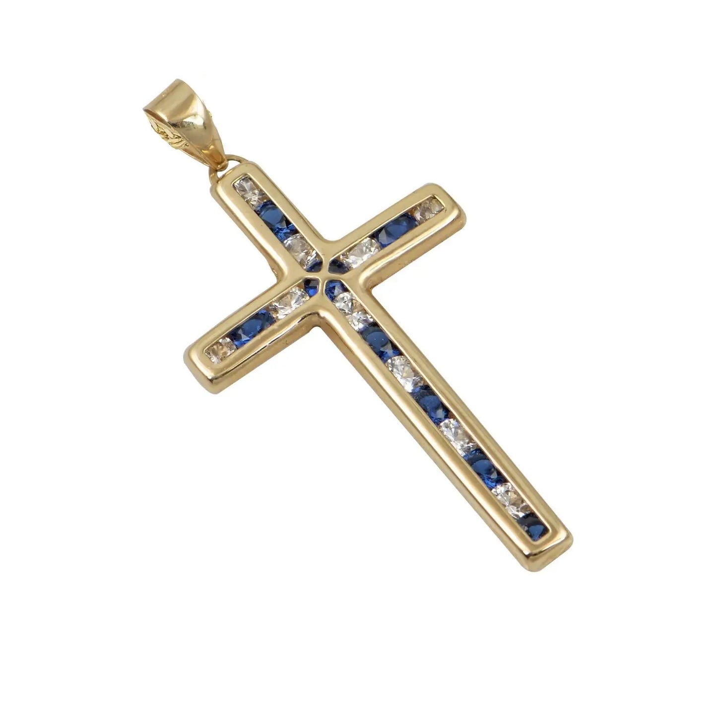 Σταυρός STA607BL Χρυσός 14ct με Μπλε Ζιργκόν