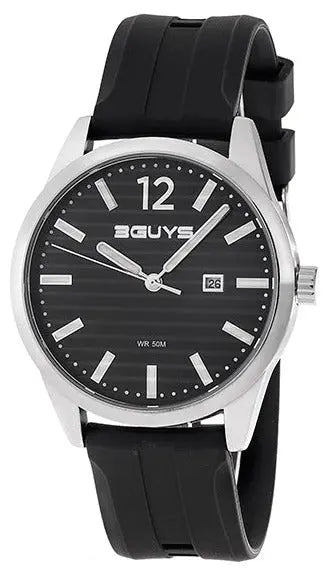 3GUYS 365001 Black Rubber Strap - Κοσμηματοπωλείο Goldy