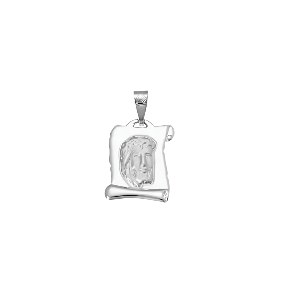 Amulet M137W Plaque with Christ in White Gold K9