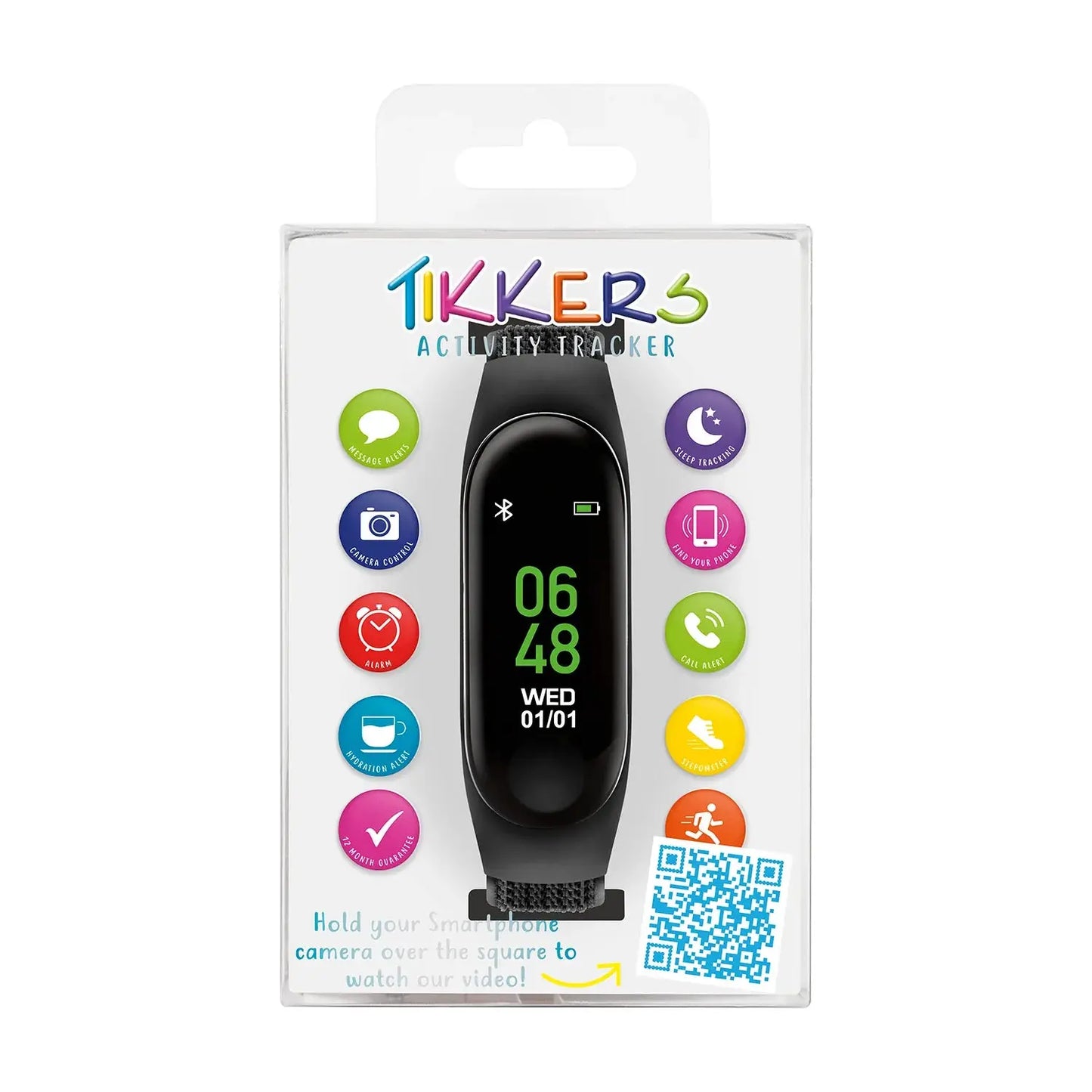 Tikkers TKS01-0018 Kids Smart Fitness Tracker Black Fabric Strap