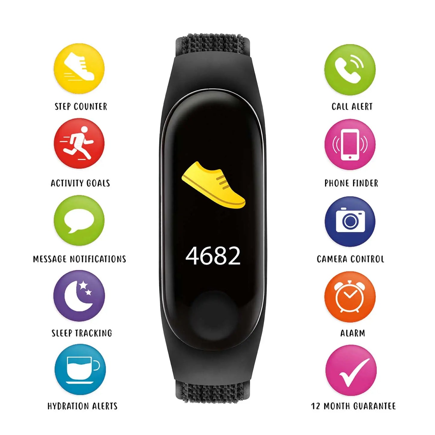 Tikkers TKS01-0018 Kids Smart Fitness Tracker Black Fabric Strap