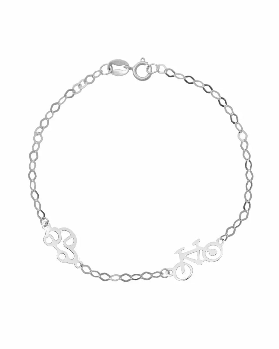 Βραχιόλι 30976W Παιδικό με Αμάξι και Ποδήλατο σε Λευκόχρυσο 9ct - Κοσμηματοπωλείο Goldy