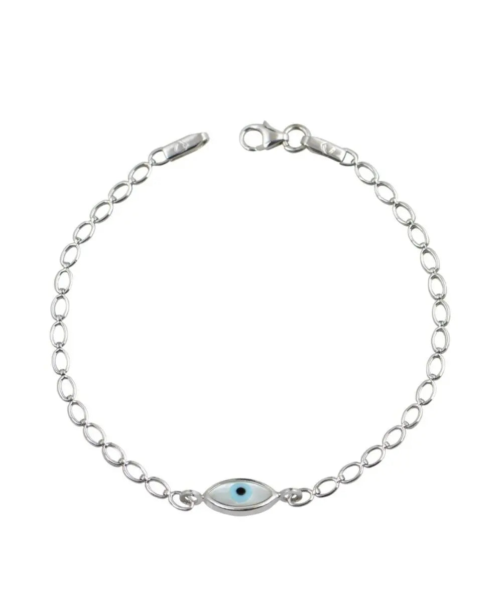Βραχιόλι BR1924W Ματάκι σε Λευκόχρυσο 14ct με Φίλντισι - Κοσμηματοπωλείο Goldy