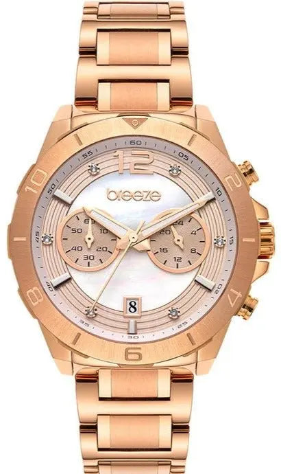 BREEZE 212281.4 Prestinia Swarowski Chronograph Rose Gold Stainless Steel Bracelet - Κοσμηματοπωλείο Goldy