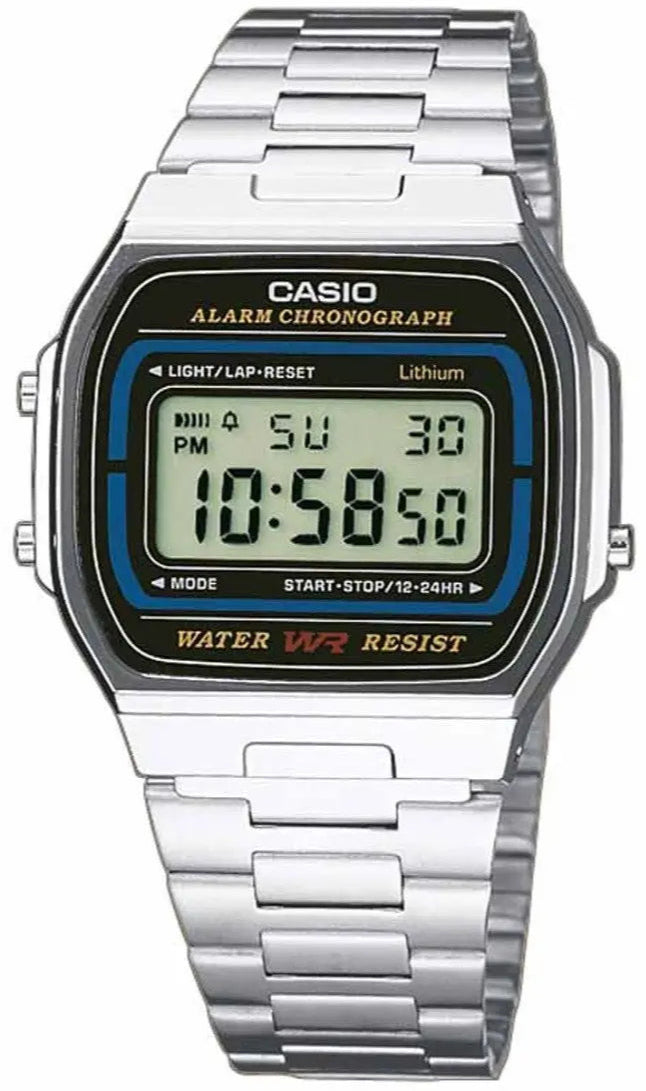 CASIO A-164WA-1VES Vintage Digital Stainless Steel Watch - Κοσμηματοπωλείο Goldy