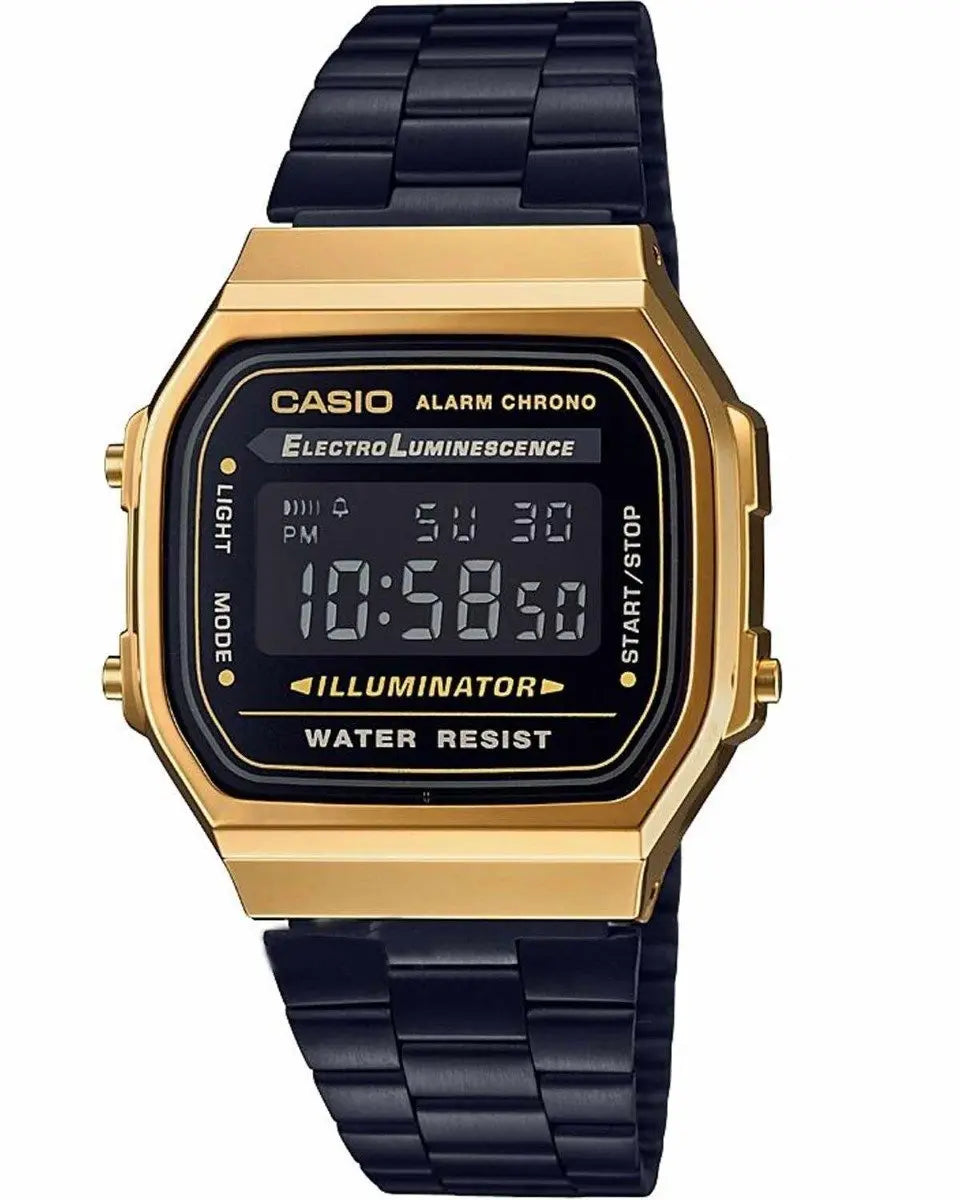 CASIO A-168WEGB-1BEF Vintage Black Stainless Steel Watch - Κοσμηματοπωλείο Goldy