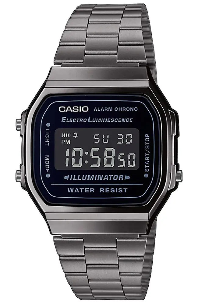 CASIO A-168WEGG-1BEF Vintage Grey Stainless Steel Watch - Κοσμηματοπωλείο Goldy
