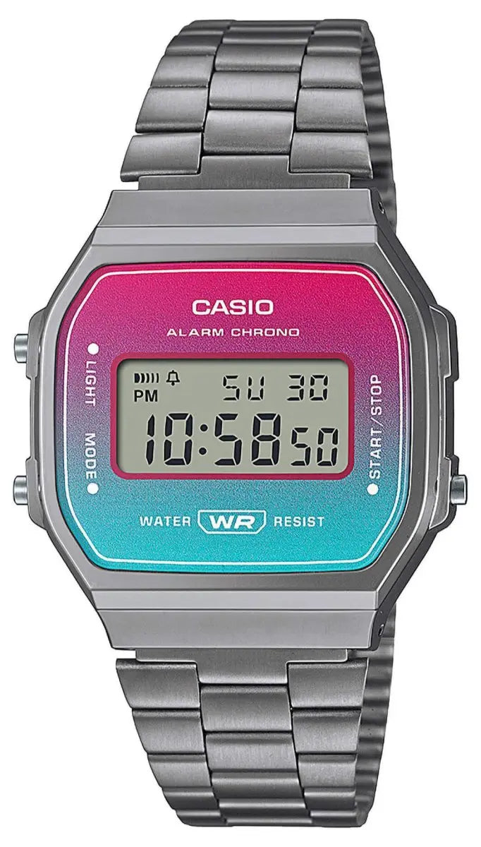 CASIO A-168WERB-2AEF Vintage Grey Stainless Steel Bracelet - Κοσμηματοπωλείο Goldy