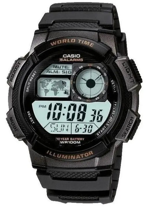 Casio AE-1000W-1AVEF Youth-Digital Black Rubber Strap - Κοσμηματοπωλείο Goldy