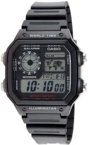 Casio AE-1200WH-1AVEF Digital Black Rubber Strap - Κοσμηματοπωλείο Goldy