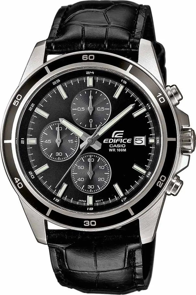 Casio EFR-526L-1AVUEF Edifice Chronograph Black Leather Strap - Κοσμηματοπωλείο Goldy