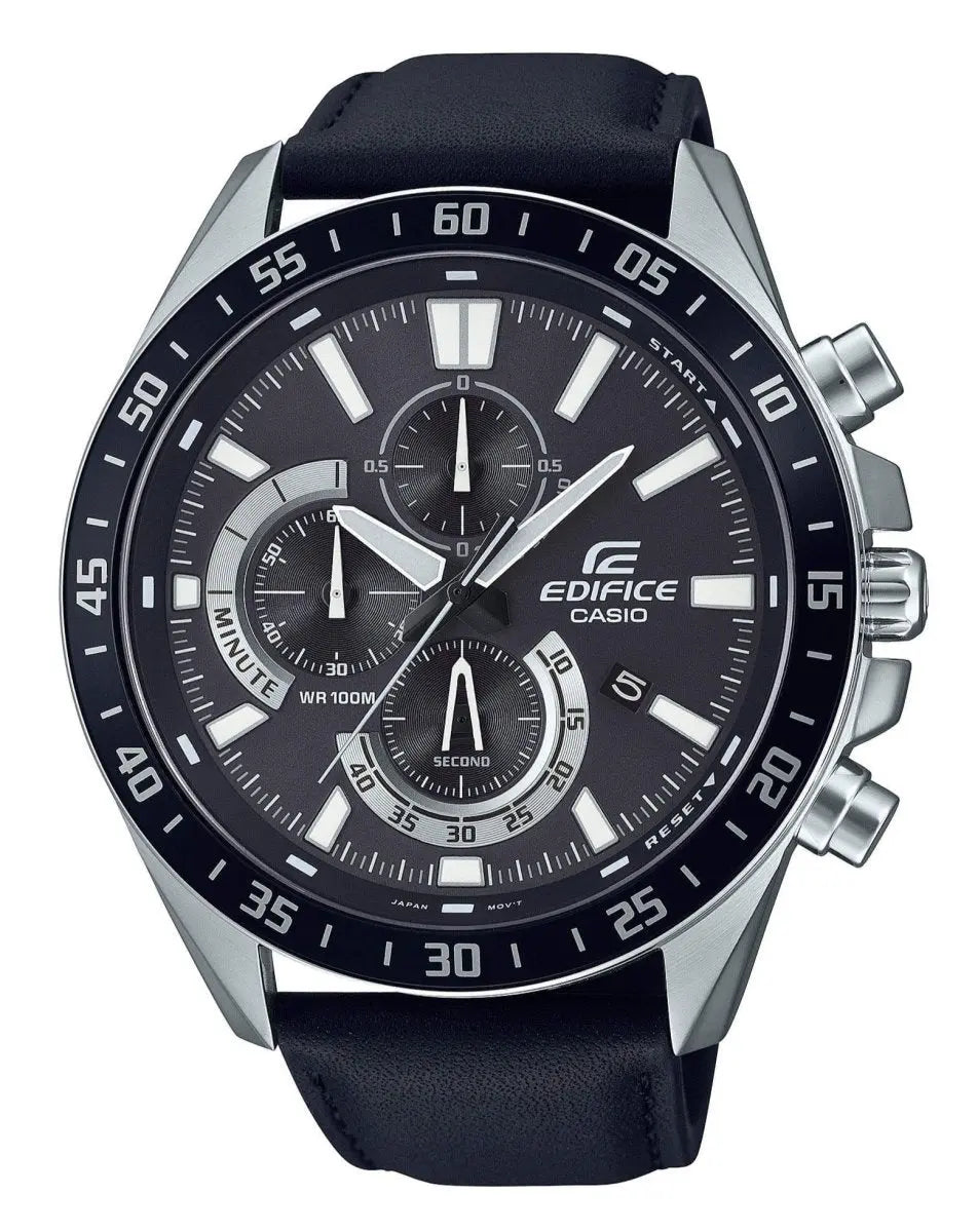 Casio EFV-620L-1AVUEF Edifice Chronograph Black Leather Strap - Κοσμηματοπωλείο Goldy