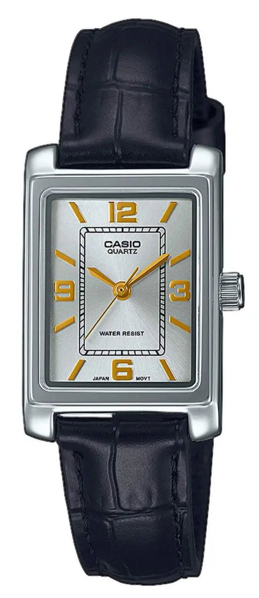 CASIO LTP-1234PL-7A2EF Lady's Black Leather Strap - Κοσμηματοπωλείο Goldy