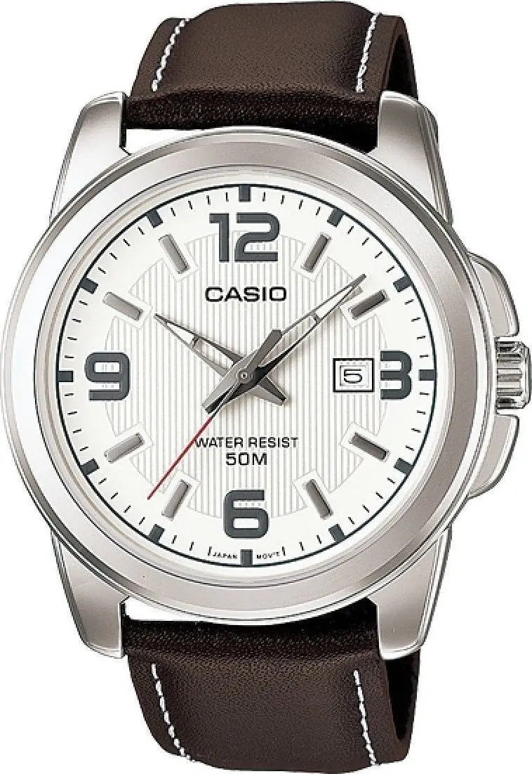CASIO MTP-1314PL-7AVEF Men's Brown Leather Strap - Κοσμηματοπωλείο Goldy