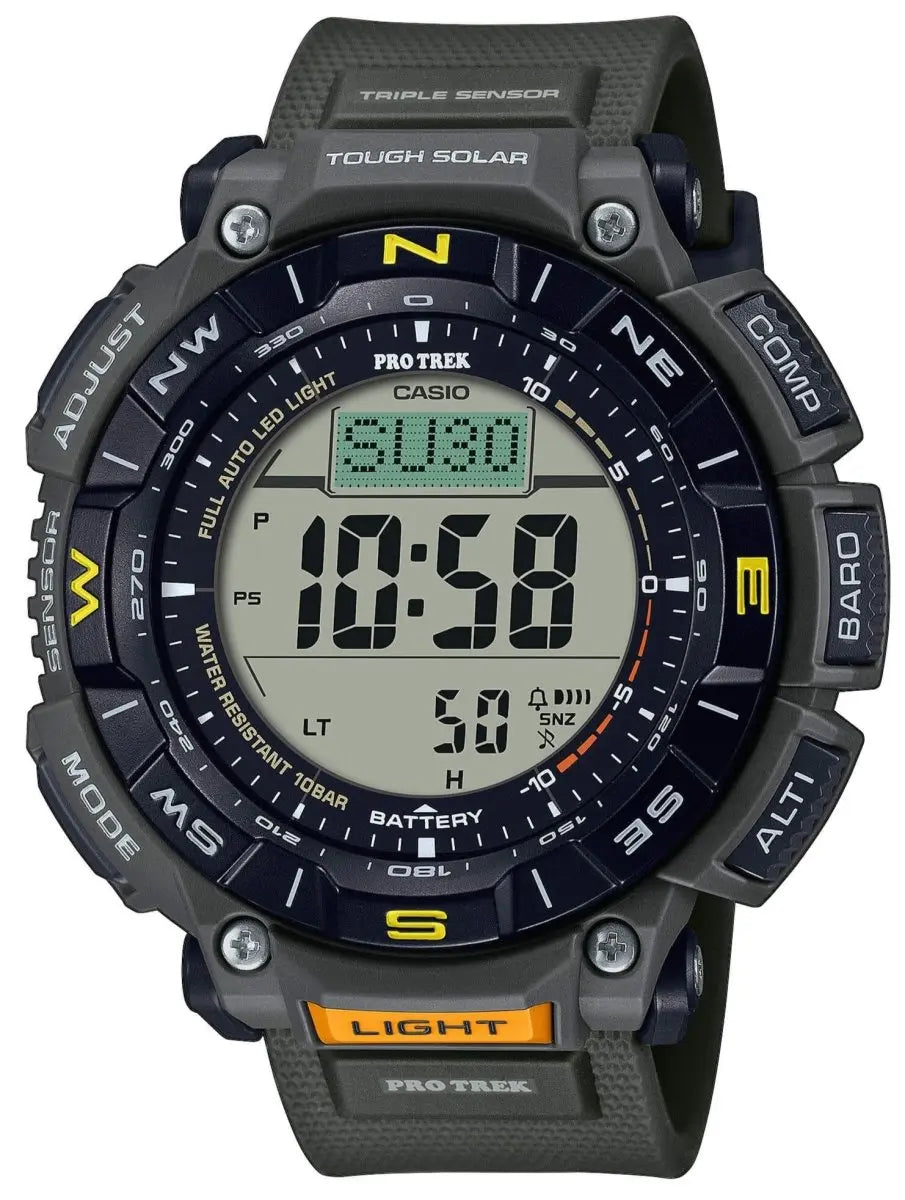 Casio PRG-340-3ER Protrek Solar Khaki Rubber Strap - Κοσμηματοπωλείο Goldy
