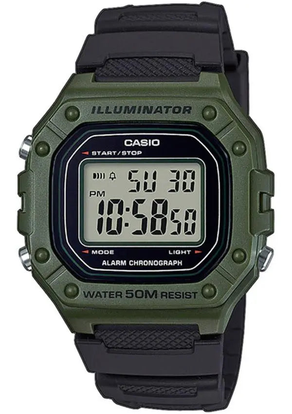 CASIO W-218H-3AVEF Digital Black Rubber Strap - Κοσμηματοπωλείο Goldy