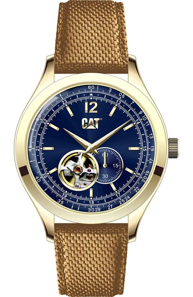 CATERPILLAR EA18863638 1904 Automatic Brown Leather Strap - Κοσμηματοπωλείο Goldy