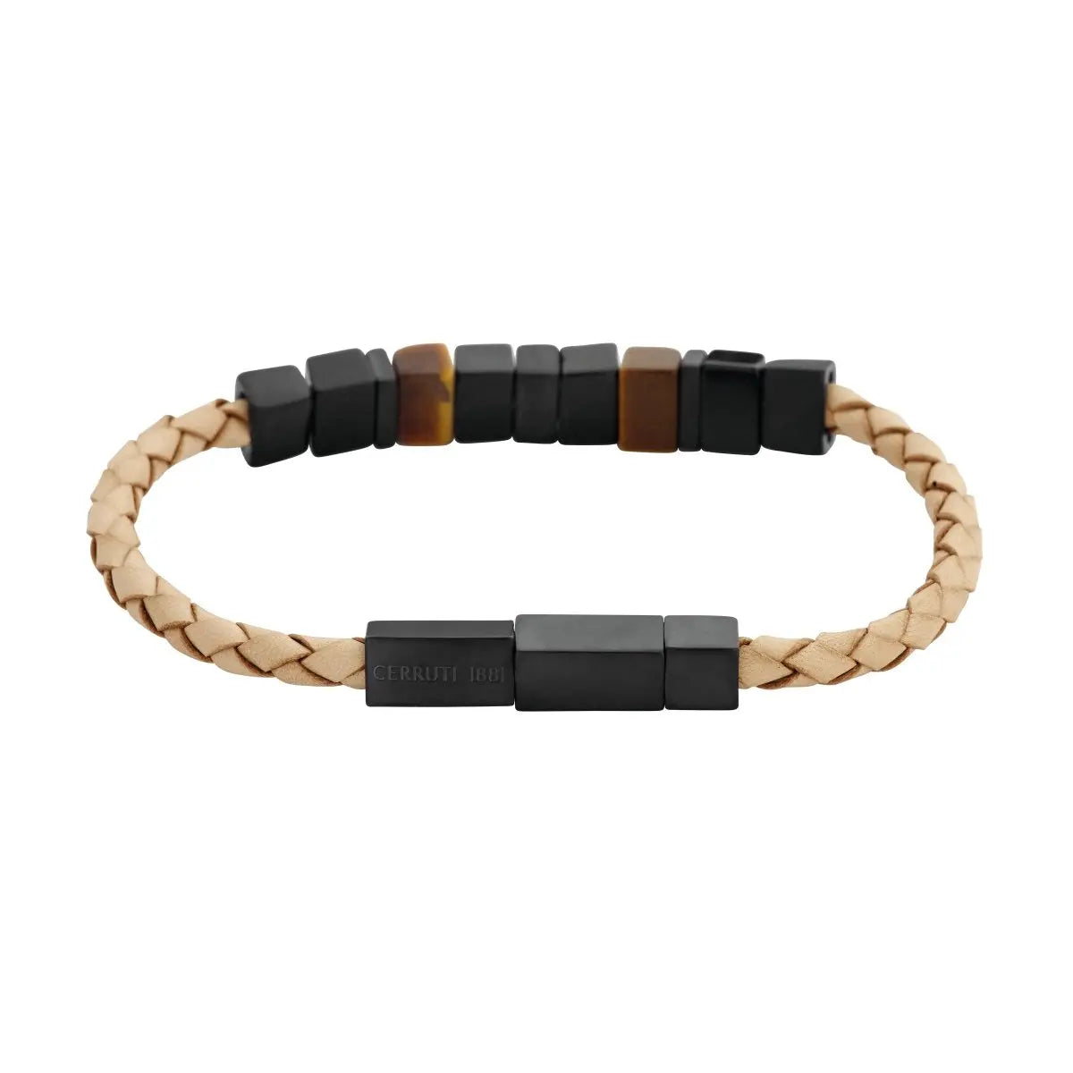 Cerruti CIAGB0001402 Chiselled Ανδρικό Βραχιόλι Από Ατσάλι και Δέρμα - Κοσμηματοπωλείο Goldy