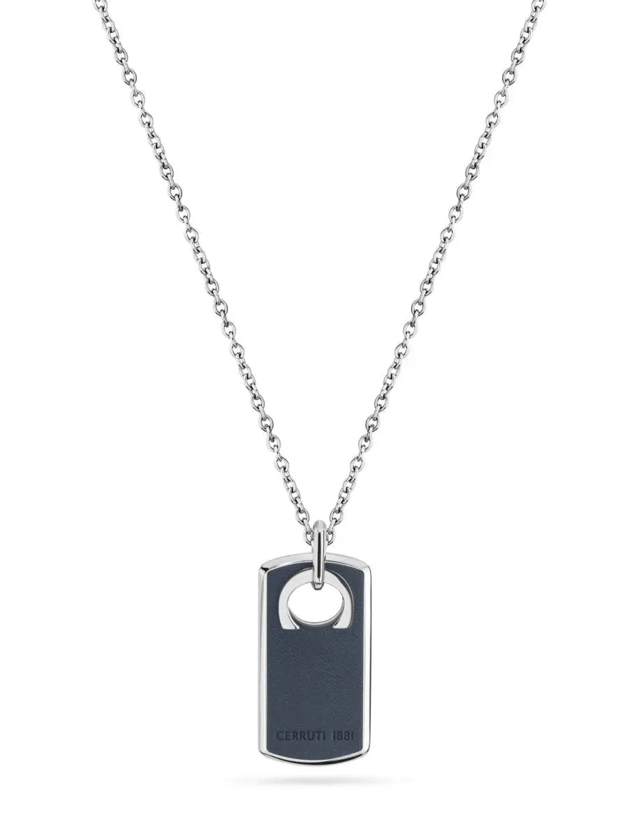 Cerruti CIAGN2214102 Leather Tag Ανδρικό Κολιέ από Ατσάλι - Κοσμηματοπωλείο Goldy