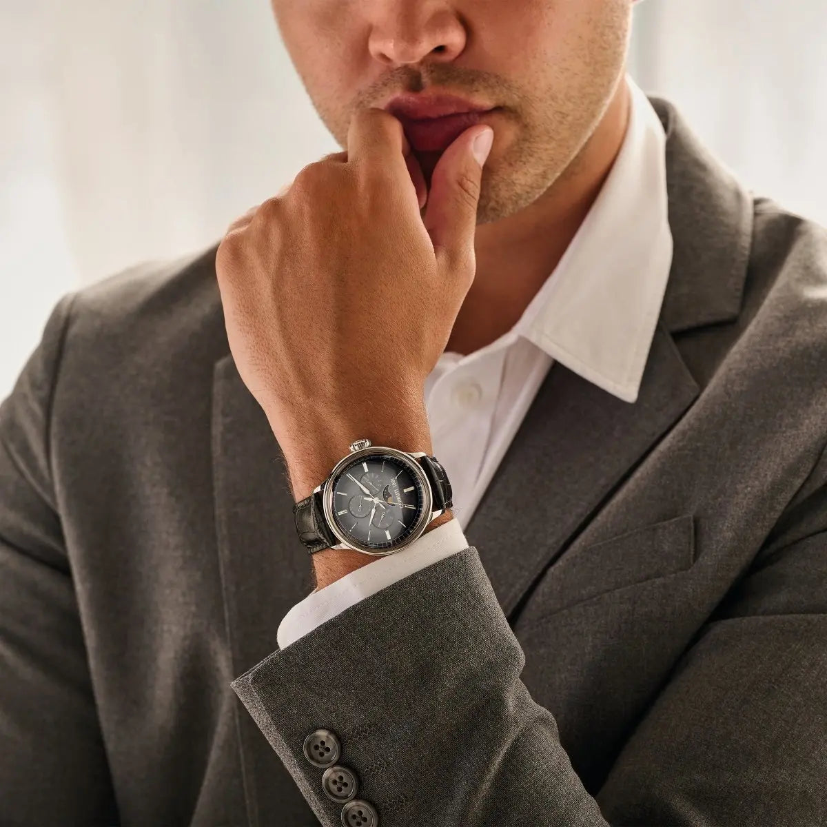 Cerruti CIWGF2224601 Dervio Moonphase Black Leather Strap - Κοσμηματοπωλείο Goldy