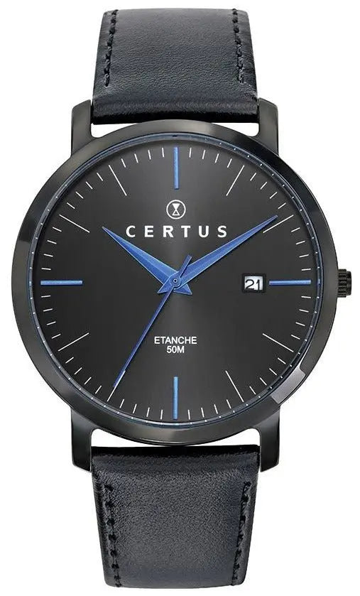 Certus 611190 Black Leather Strap - Κοσμηματοπωλείο Goldy