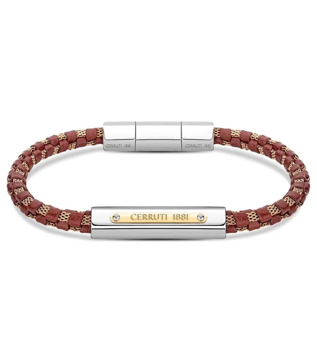 Cerutti CIAGB2128501 Crisp Ανδρικό Βραχιόλι Από Μπορντό Δέρμα και Ατσάλι - Κοσμηματοπωλείο Goldy