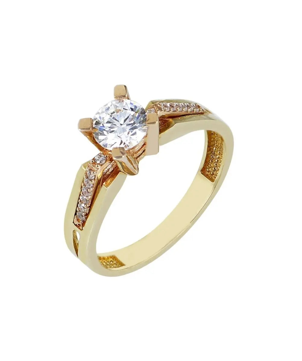 Δακτυλίδι G2111 Μονόπετρο Χρυσό με Ροζ χρυσό 14ct με Ζιργκόν - Κοσμηματοπωλείο Goldy