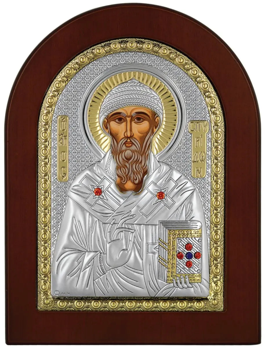 Εικόνα MA/E1111-AX Άγιος Σπυρίδωνας 20cm x 26cm από Ασήμι - Κοσμηματοπωλείο Goldy