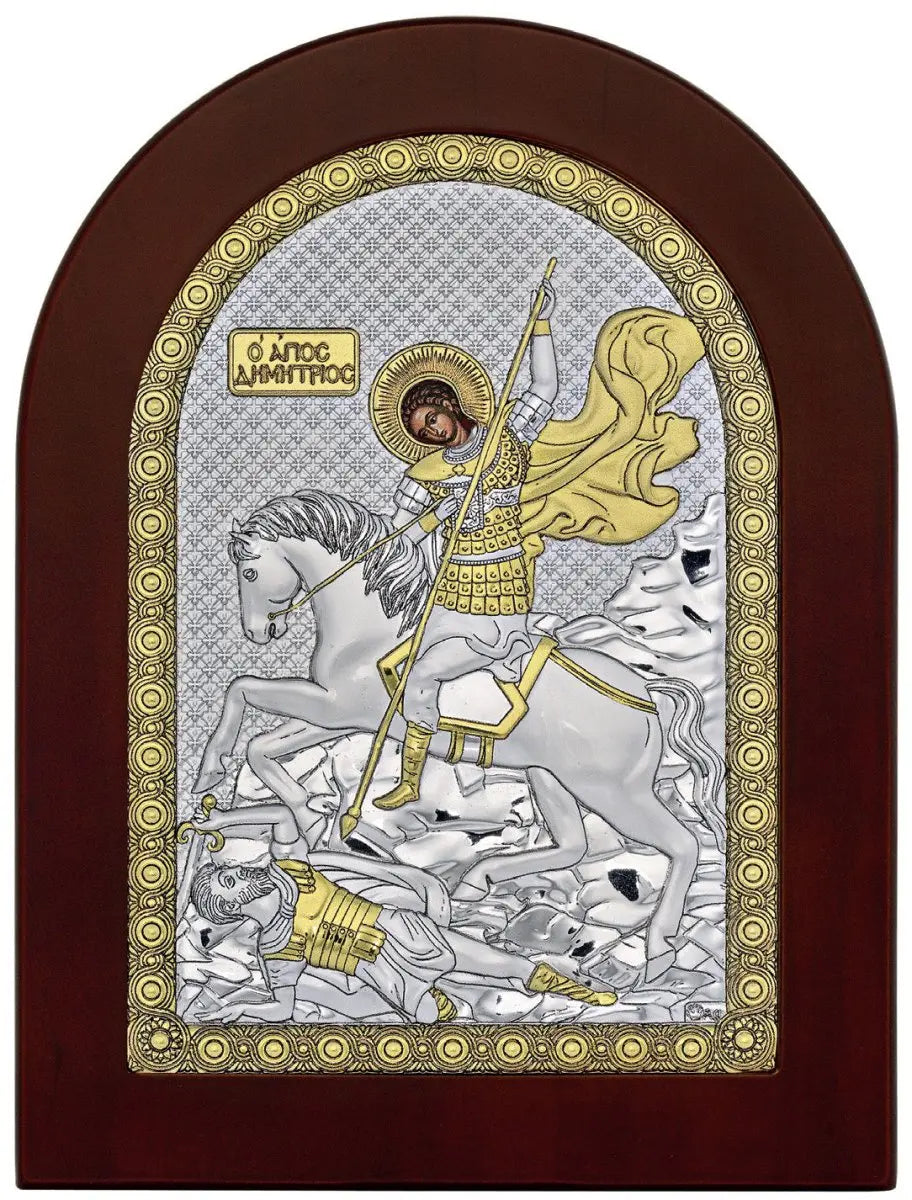 Εικόνα MA/E1130-BX Άγιος Δημήτριος 15cm x 21cm από Ασήμι - Κοσμηματοπωλείο Goldy