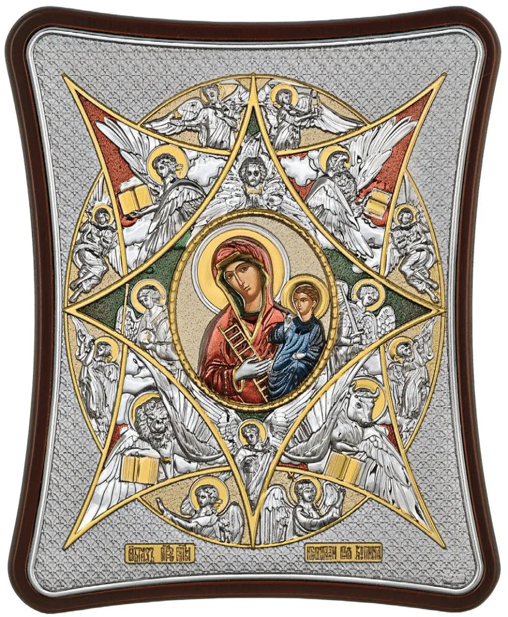 Εικόνα MA/E1481-1XC Παναγία Καιόμενη Βάτος 15cm x 20cm από Ασήμι - Κοσμηματοπωλείο Goldy