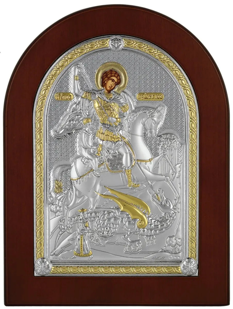 Εικόνα MA/E1530-MX Άγιος Γεώργιος 18cm x 24cm από Ασήμι - Κοσμηματοπωλείο Goldy