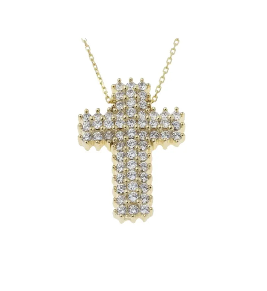 Facad’oro STA176 Σταυρός με Αλυσίδα 14ct σε Χρυσό - Κοσμηματοπωλείο Goldy