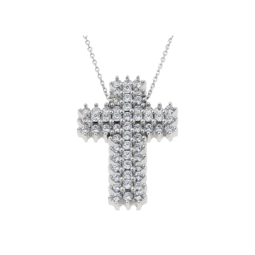 Facad’oro STA176W Σταυρός με αλυσίδα 14ct σε Λευκόχρυσο - Κοσμηματοπωλείο Goldy