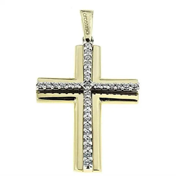Facad’oro STA624 Χρυσός Βαφτιστικός Σταυρός 9ct - Κοσμηματοπωλείο Goldy