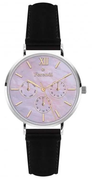 Ferendi 3620-51 Rainbow Black Leather Strap - Κοσμηματοπωλείο Goldy