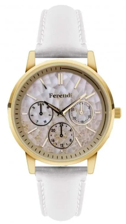 Ferendi FE8448G-52 Infinity White Leather Strap - Κοσμηματοπωλείο Goldy